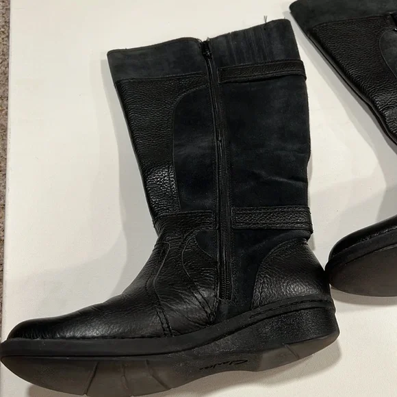 CLARKS Women’s Whistles Whey Black Zip Up Riding Boots Leather & Suede 8.5M - Picture 7 of 13